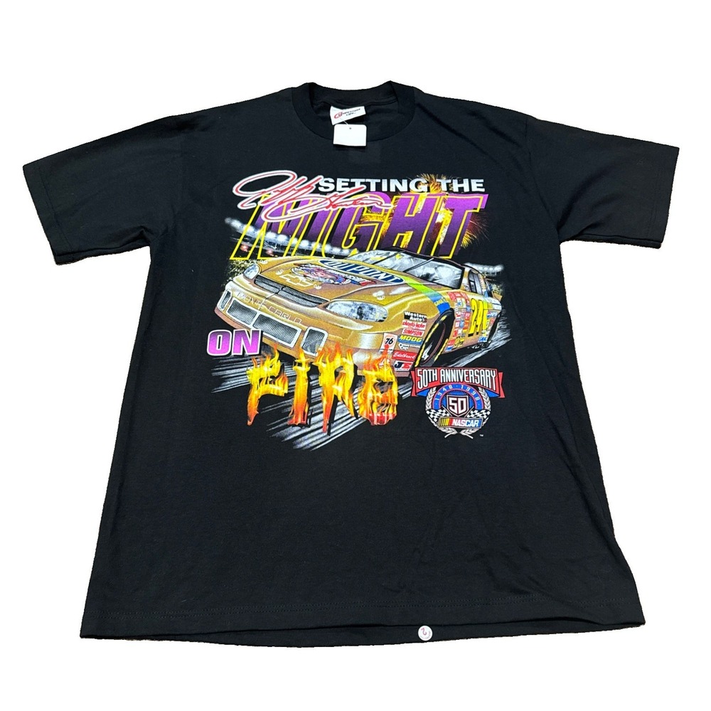 NEW Vtg Jeff Gordon SETTING NIGHT ON FIRE Dupont NASCAR 50th Anniversary Size M
